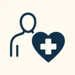 Symbolgrafik einer Person neben einem Herz mit medizinischem Kreuz – steht für verbesserte Lebensqualität bei Krankheiten und verdeutlicht, wie Yoga unterstützend auf das Wohlbefinden chronisch erkrankter Menschen wirken kann.