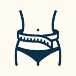 Minimalistische Darstellung eines schlanken Oberkörpers mit Maßband um die Taille – symbolisiert Gewichtsreduktion als eine Antwort auf die Frage: Welche Vorteile hat Yoga? Es unterstützt beim Abnehmen und fördert ein gesundes Körpergefühl.