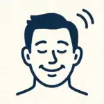 Symbolische Illustration eines entspannten Gesichts mit geschlossenem Augen und sanftem Lächeln – steht für innere Ruhe und Stressabbau als zentrale Yoga Wirkung.