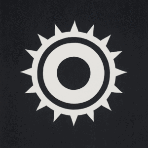 Symbol des achten Chakras in Weiß – Darstellung der Aura als schützendes Energiefeld über dem Körper, verbunden mit Ausstrahlung, Magnetismus und spiritueller Kraft. Illustration für den Blogartikel „Was ist ein Chakra.