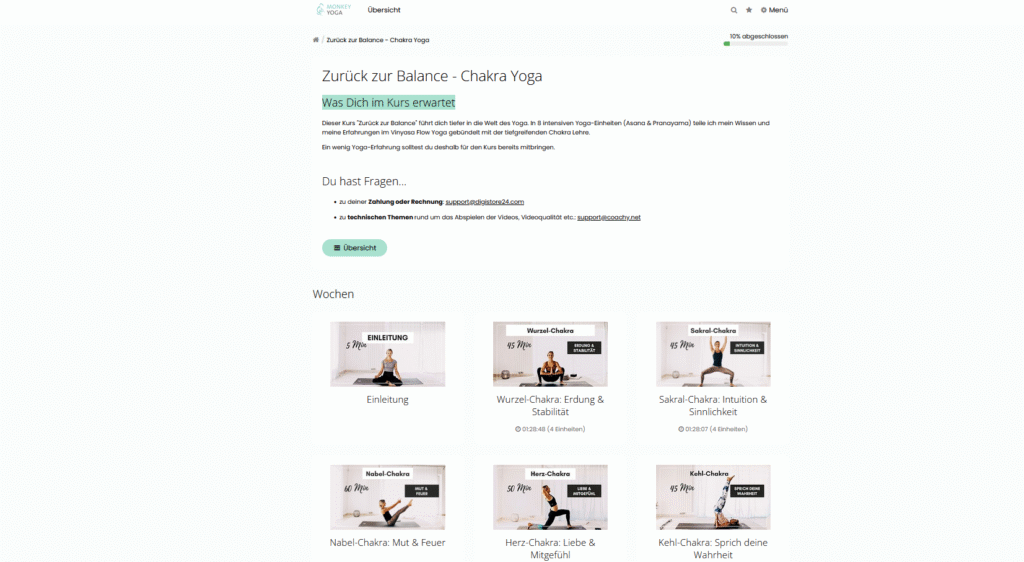 Chakra Yoga Online Kurs – Zurück zur Balance mit acht Modulen zu den sieben Chakren, inklusive Yoga, Pranayama und Meditation für Erdung, Intuition und innere Balance