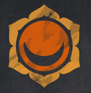 Symbol des Sakralchakras in Orange – energetisches Zentrum für Kreativität, Emotionen und Sinnlichkeit. Illustration für den Blogbeitrag „Was ist ein Chakra“.