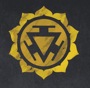 Symbol des Solarplexus-Chakras in Gelb – Manipura Chakra als Energiezentrum für Selbstbewusstsein, Willenskraft und innere Stärke. Illustration für den Blogartikel „Was ist ein Chakra“.