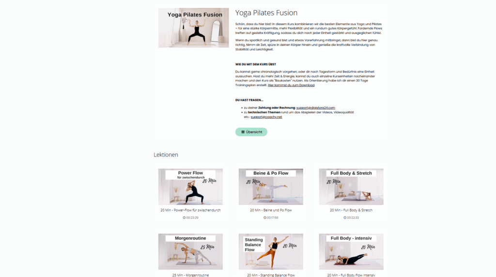 oga Pilates Fusion – Yoga Kurse Online mit Power Flow, Beine & Po Training, Full Body Stretch und Morgenroutine für mehr Kraft und Balance
