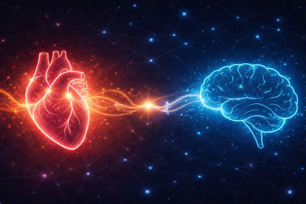 Herzkohärenz Atmung und Herzkohärenz Meditation: Herz und Gehirn arbeiten synchron zusammen und sind durch einen harmonischen Energiefluss verbunden