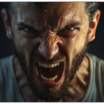 Mann schreit wütend Nahaufnahme Symbol für fehlende emotionale Selbstregulation